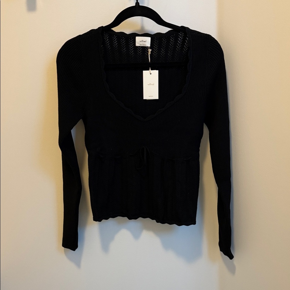 Wilfred Black Knit Long Sleeve Top